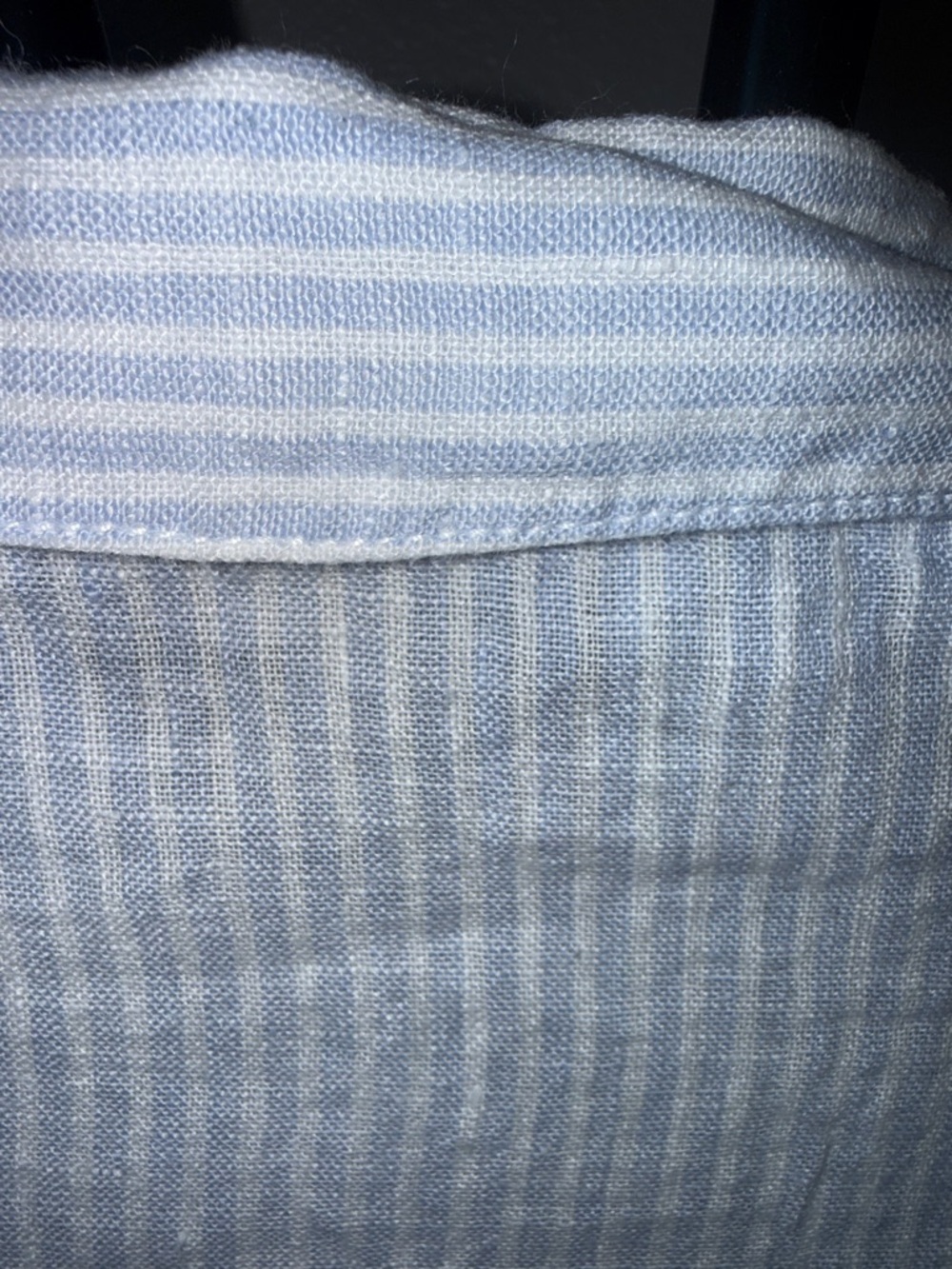 Rachel Zoe Pale Blue & White Striped Cropped Button Front Shirt - Picture 6 of 6